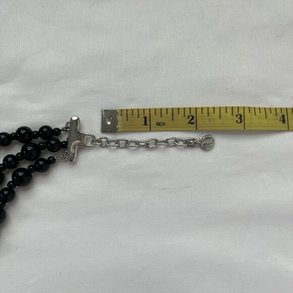 Talbots Black Glass ?? Beaded Multi strand Necklace, elegant, statement piece - Picture 5 of 5